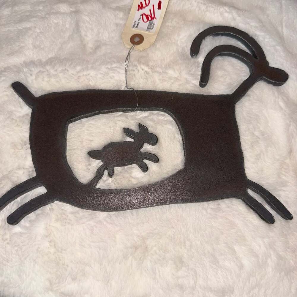 Rossi Signed Southwest Goat Metal Decor Wall Art